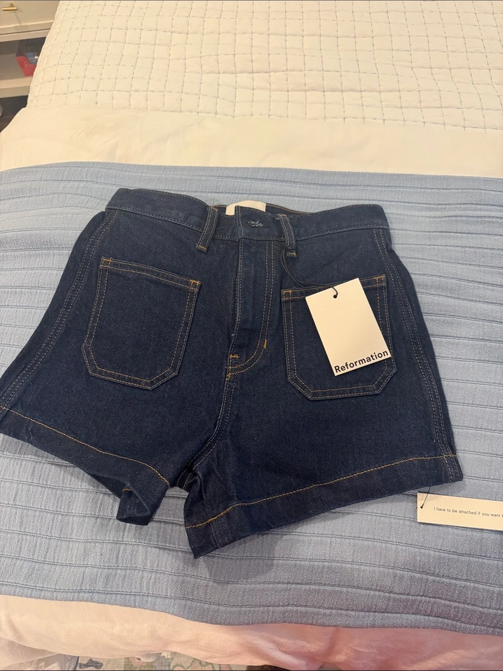 Reformation Alyssa Stretch High Rise 3.5” Jean Shorts in Seneca